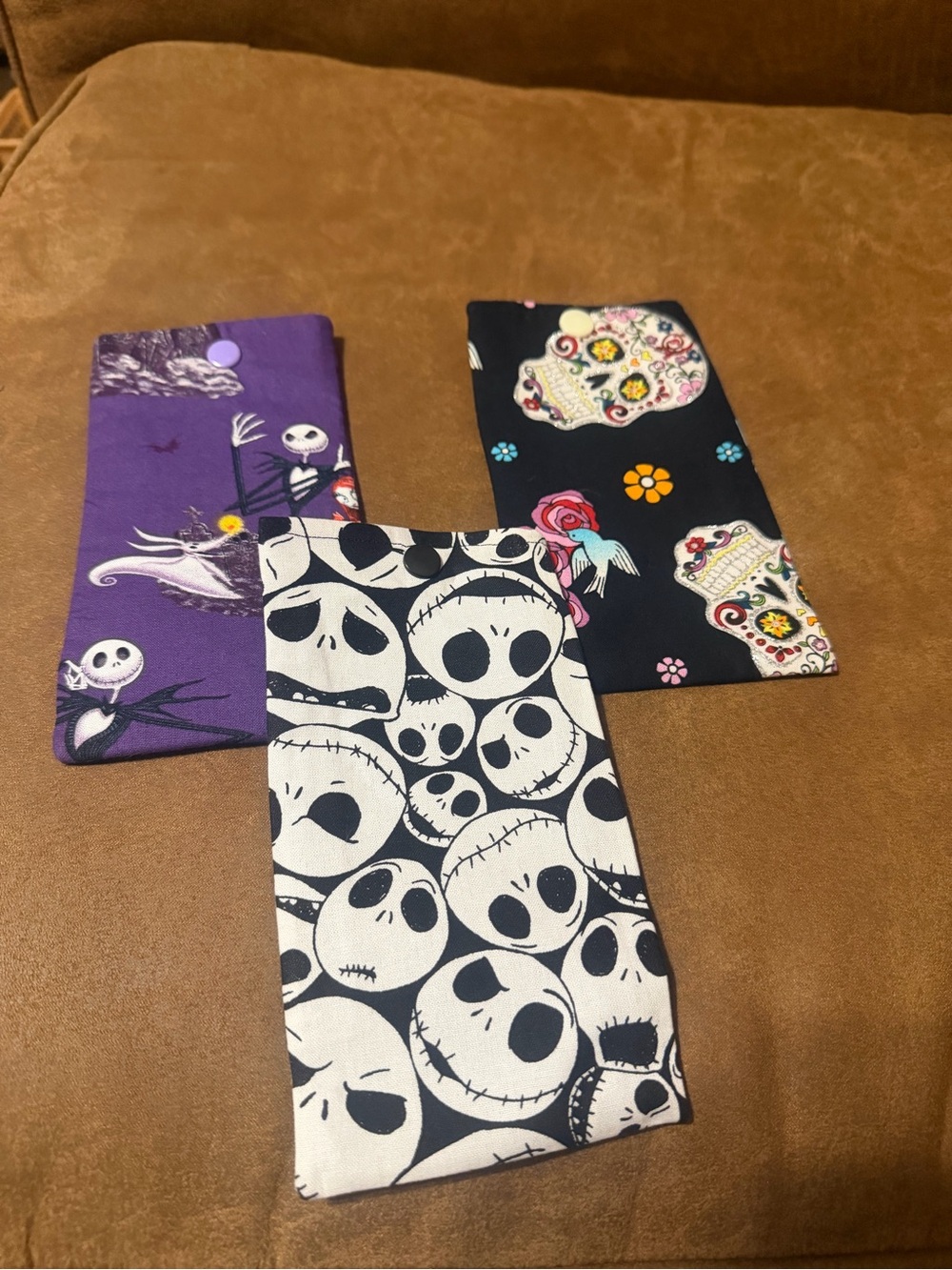 3-Pack Skull Print Cotton Face Masks - Black, Purple, Multicolor